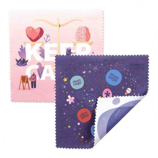 LINGETTE MICROFIBRE PUBLICITAIRE 'EPOUSTIF II' EN RPET QUADRICHROMIE