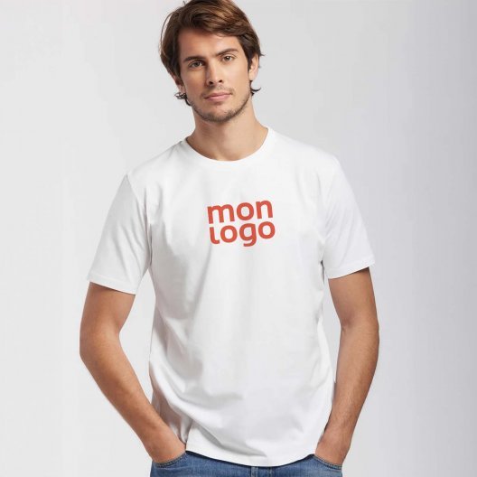 TEE SHIRT PERSONNALISÉ BLANC HOMME BIO 180 GR/M² LES FILOSOPHES® 'DESCARTES' 