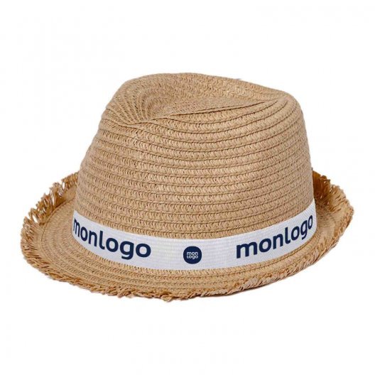 CHAPEAU PAILLE BORDURES FRANGES PERSONNALISABLE 'HARMONA'