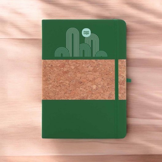 CARNET EN LIEGE ET PU RECYCLE PERSONNALISE 'ISHA'