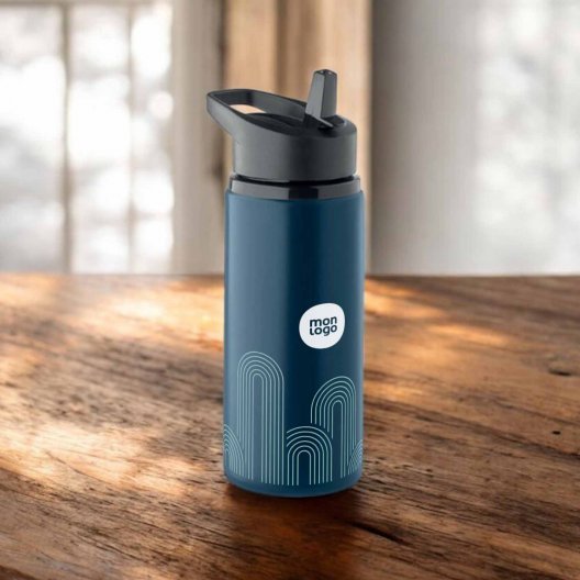BOUTEILLE PERSONNALISABLE EN ACIER AVEC PAILLE 'FRIG'