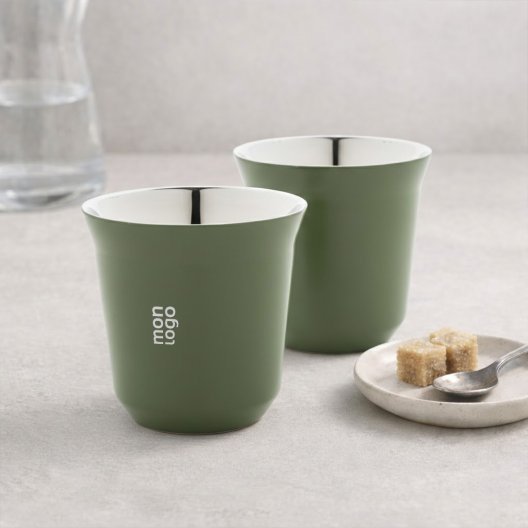 SET TASSES EN ACIER 80ML PERSONNALISABLE 'TEDOK'