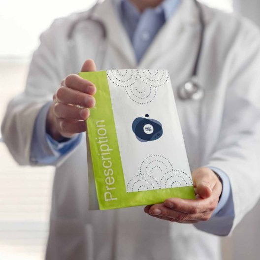 SAC PAPIER FOND PLAT PERSONNALISE PHARMACIE 'KALETOS'