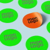STICKER FLUO ROND PERSONNALISE 'KLISTER FLUO' 3CM