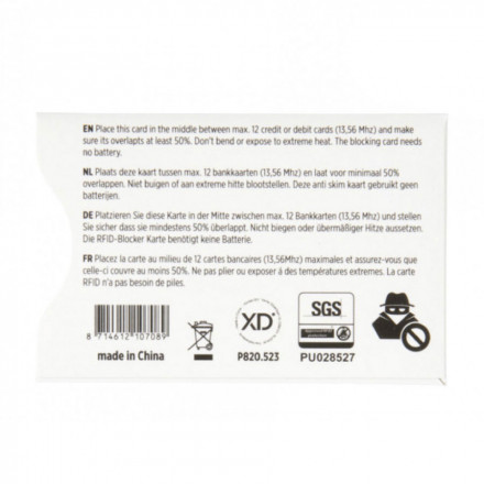 CARTE BOUCLIER ANTI RFID PUBLICITAIRE 'BLOKY'