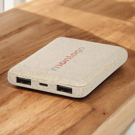 BATTERIE DE SECOURS PERSONNALISÉE 5000 MAH EN FIBRE DE PAILLE 'SLOMA'