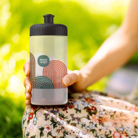 GOURDE PERSONNALISABLE 500ML CORPS TRANSLUCIDE BIO 'TRAIL'