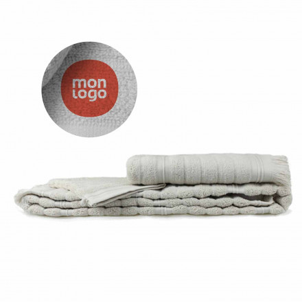 SERVIETTE JACQUARD PUBLICITAIRE 'JAKO BLANC' 100x180 CM