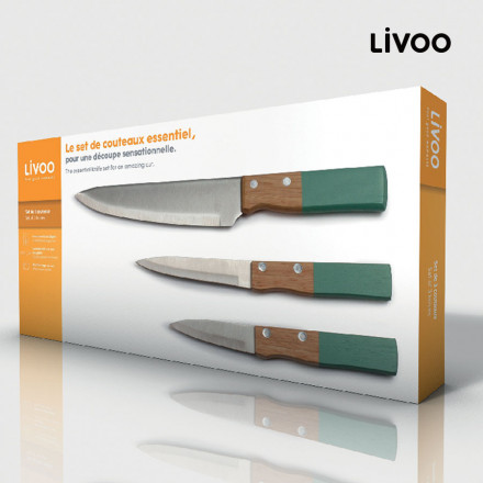 SET DE 3 COUTEAUX PERSONNALISÉS LIVOO® 'KNIFE'