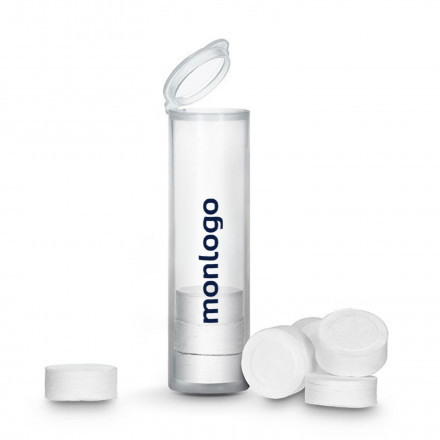 TUBE PERSONNALISABLE 8 LINGETTES COMPRESSÉES 'TEMIZ'