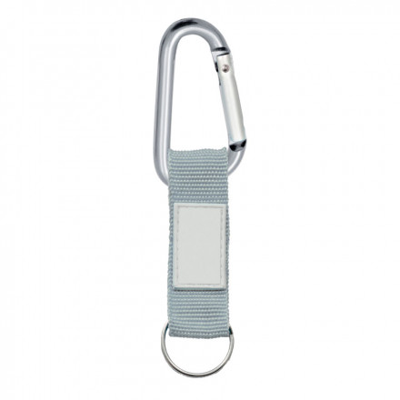 PORTE-CLES PUBLICITAIRE MOUSQUETON AVEC LANIERE 'HOOK' - gris