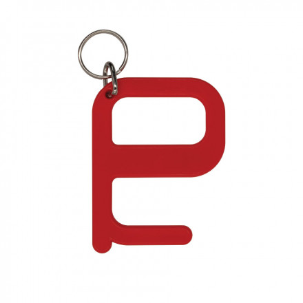 PORTE-CLÉS SANS CONTACT ANTIMICROBIEN A PERSONNALISER 'HIGIENO' - rouge