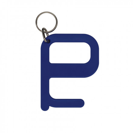 PORTE-CLÉS SANS CONTACT ANTIMICROBIEN A PERSONNALISER 'HIGIENO' - bleu