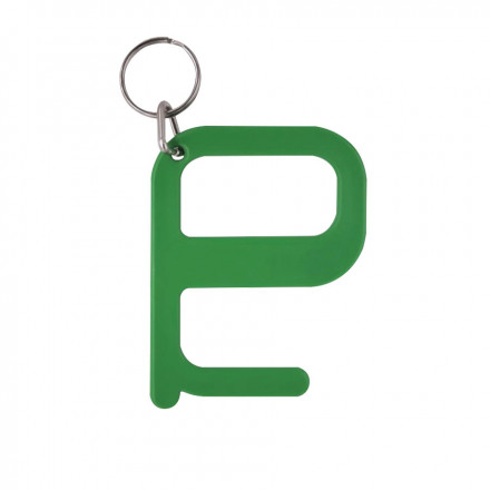 PORTE-CLÉS SANS CONTACT ANTIMICROBIEN A PERSONNALISER 'HIGIENO' - vert