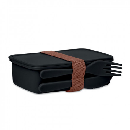 LUNCH BOX PERSONNALISÉE AVEC COUVERTS 'DOPPITA' - noir