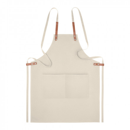 TABLIER PERSONNALISÉ EN COTON BIO 'MADURAI' - beige