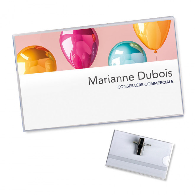 PORTE BADGE PERSONNALISÉ À PINCE ET EPINGLE 'FILIPPO'