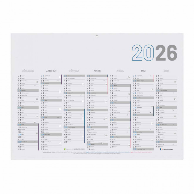 CALENDRIER BANCAIRE RIGIDE PERSONNALISE 55X40,5 CM 'PLANNING'