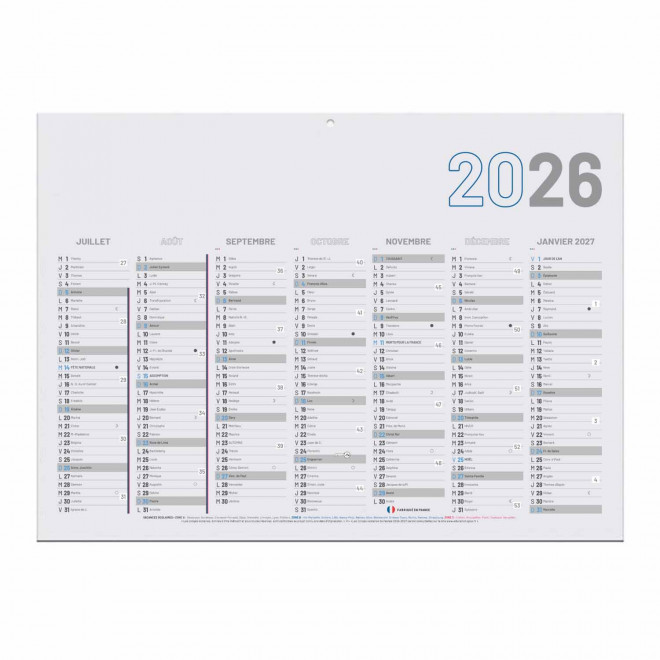 CALENDRIER BANCAIRE RIGIDE PERSONNALISE 55X40,5 CM 'PLANNING'