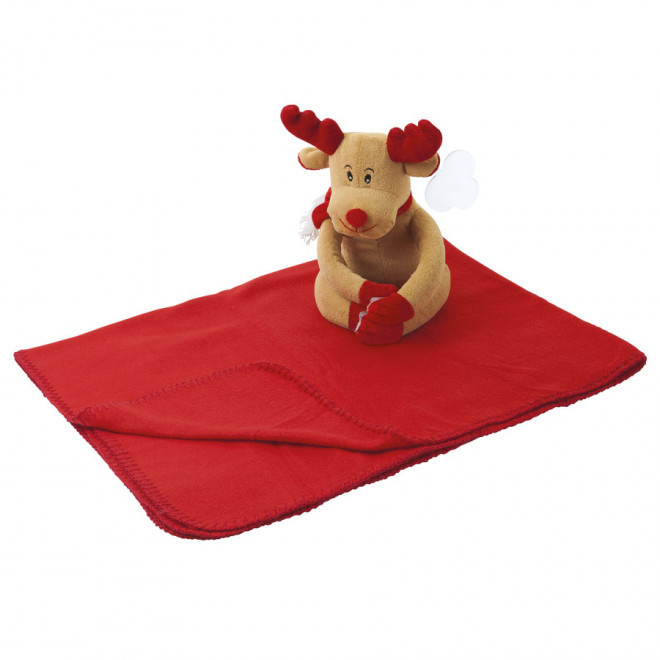 PELUCHE DE NOËL AVEC PLAID POLAIRE PUBLICITAIRE 'JACQUOT'