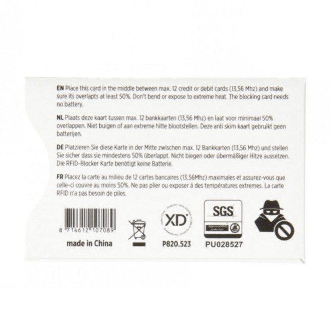 CARTE BOUCLIER ANTI RFID PUBLICITAIRE 'BLOKY'