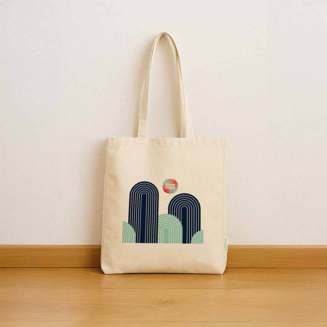 TOTE BAG COTON BIO PERSONNALISABLE AVEC SOUFFLET 'LARGO' 