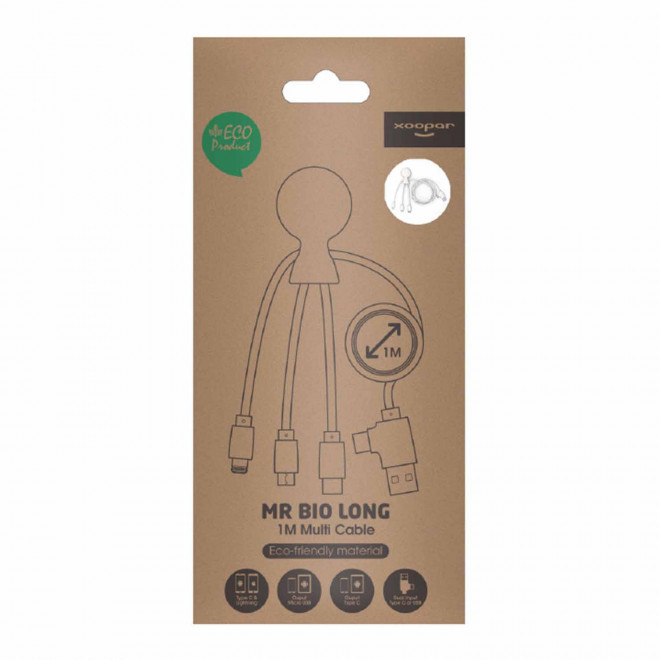 CÂBLE DE CHARGE PUBLICITAIRE MULTI CONNECTEURS XOOPAR® 'MR BIO LONG'