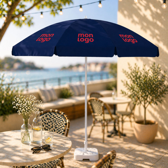 PARASOL PERSONNALISABLE ROND 'BEACHCALOR VOLETS'