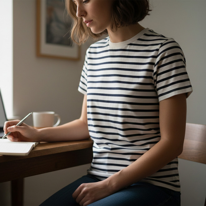 TEE SHIRT PERSONNALISABLE MIXTE RAYURES 'LEGEND'