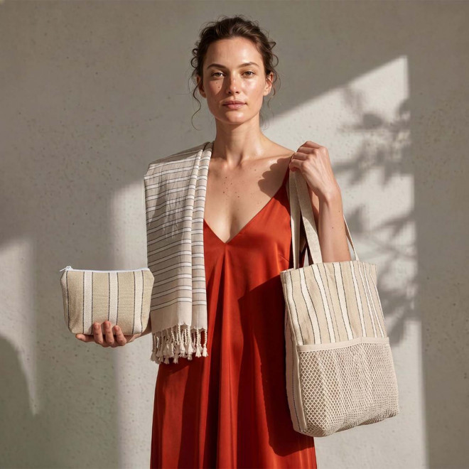 SET DE PLAGE FOUTA SAC PERSONNALISABLE 'SUNLIGHT'