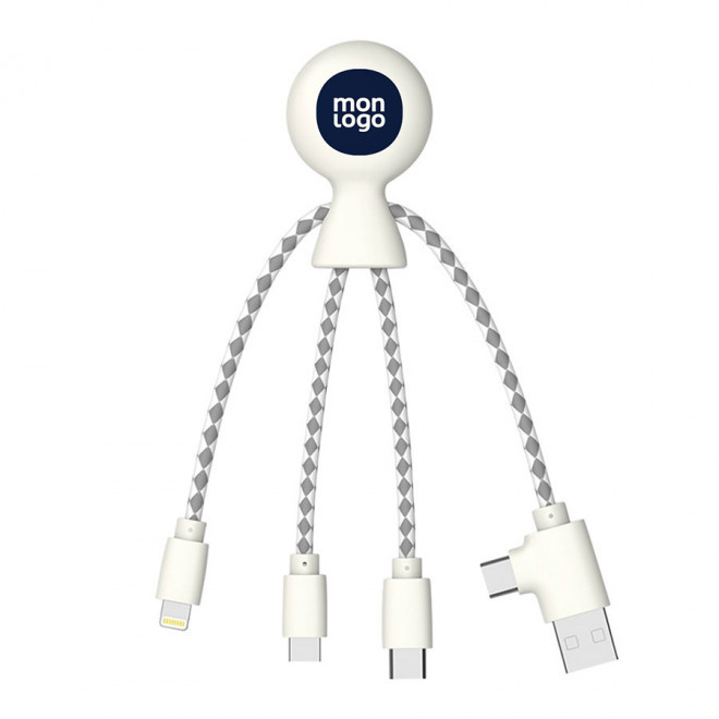 CÂBLE DE CHARGE PUBLICITAIRE BIODÉGRADABLE MULTI CONNECTEURS XOOPAR® 'MR BIO'