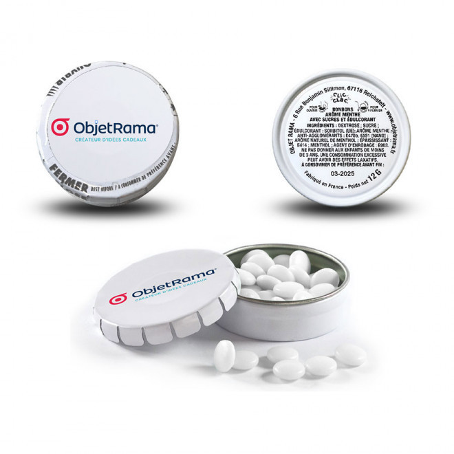 BOÎTE À BONBONS PUBLICITAIRE BIO 'CLIC CLAC'