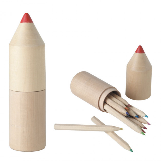 SET DE 12 CRAYONS DE COULEUR EN BOIS PERSONNALISABLE 'ZOE'