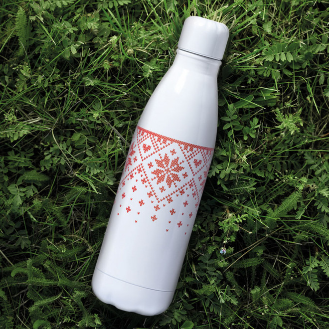 BOUTEILLE DE NOËL PUBLICITAIRE EN MÉTAL 'ALINOR'