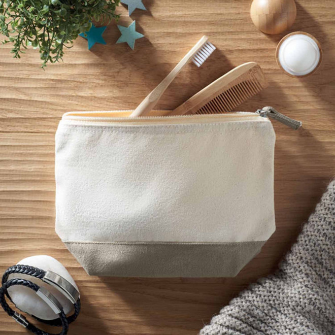 TROUSSE DE TOILETTE PUBLICITAIRE EN COTON BICOLORE 'MELLY'