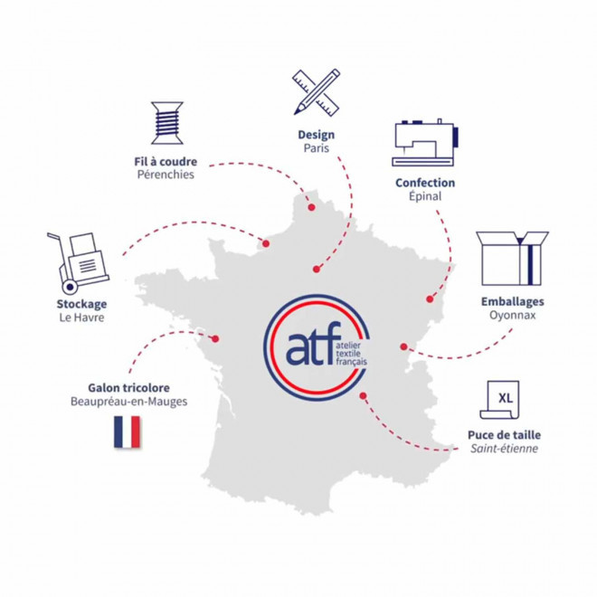 TEE SHIRT PUBLICITAIRE HOMME BLANC ORIGINE FRANCE ATF® 'LEON'