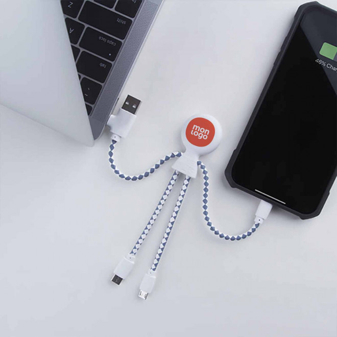EXPRESS 72H   CÂBLE DE CHARGE BIODÉGRADABLE PUBLICITAIRE XOOPAR® 'MR BIO' 
