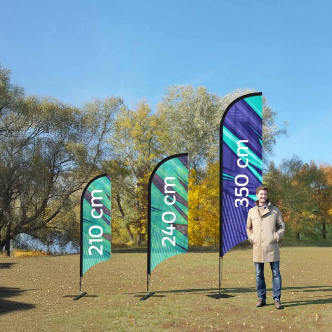 DRAPEAU PERSONNALISÉ ORIFLAMME PLUME + PIED CROISILLON 'DRAPUS'