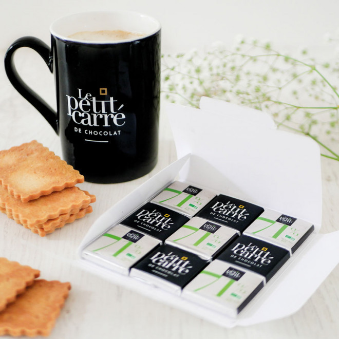 CARTE DE 9 CARRÉS DE CHOCOLAT PERSONNALISÉE LPCC®  'CALIMIA'