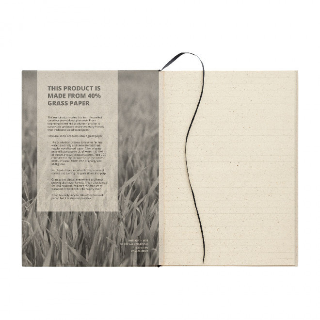 CARNET PERSONNALISÉ A5 PAPIER D'HERBE 'TRAVA' 