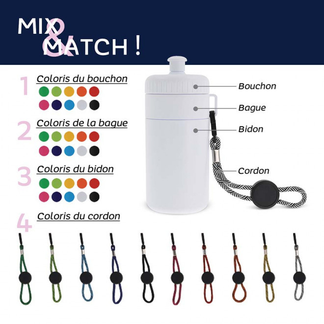GOURDE DE SPORT PERSONNALISABLE MIX & MATCH 500 ML 'CORDI'