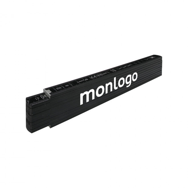 MÈTRE PLIANT PERSONNALISABLE BOIS NOIR 'MINESURA' 2M