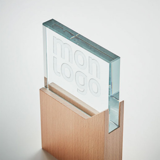 TROPHÉE PERSONNALISABLE EN VERRE ET BOIS 'KAYNE'