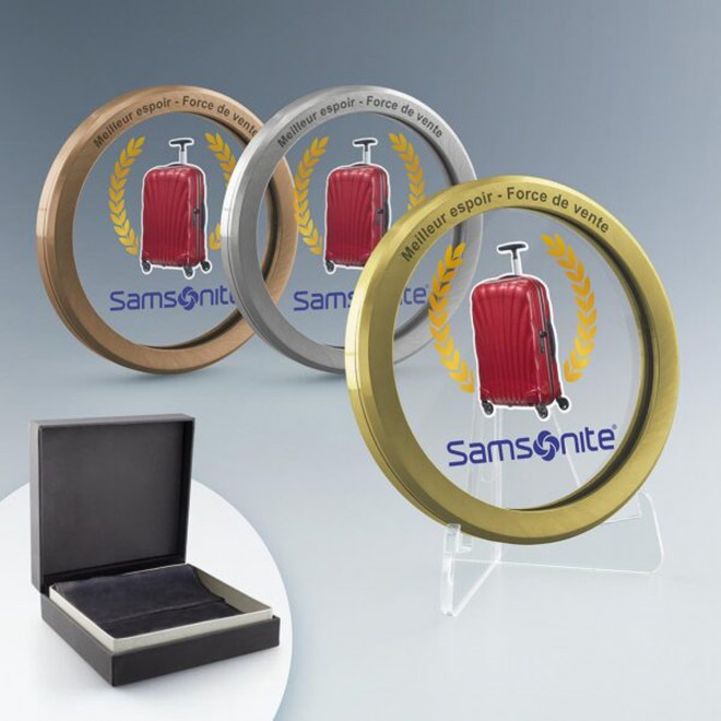 MEDAILLE PERSONNALISEE EN VERRE ET METAL 'CAMPIONES'