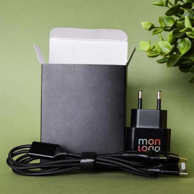 KIT PERSONNALISABLE PRISE ET CABLE 'IDEAL BLACK'