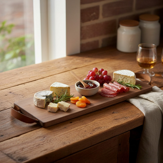 PLANCHE EN NOYER AVEC POIGNEES PERSONNALISABLE  'WALNUT'