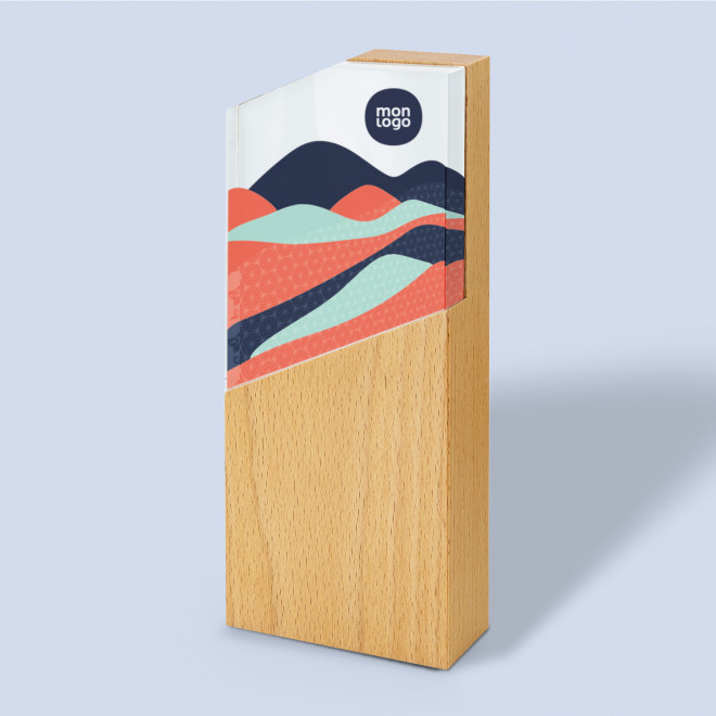 TROPHEE EN BOIS ET VERRE PERSONNALISE 'KAYNA QUADRI'