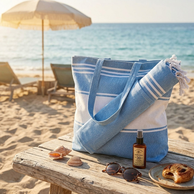SET FOUTA SAC PERSONNALISE 'CAREO PLAGE' MARQUAGE ESAT