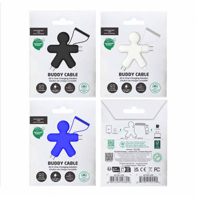 LOT 50 CÂBLES DE CHARGEMENT PUBLICITAIRES XOOPAR® 'BUDDY CABLE' EXP 72H