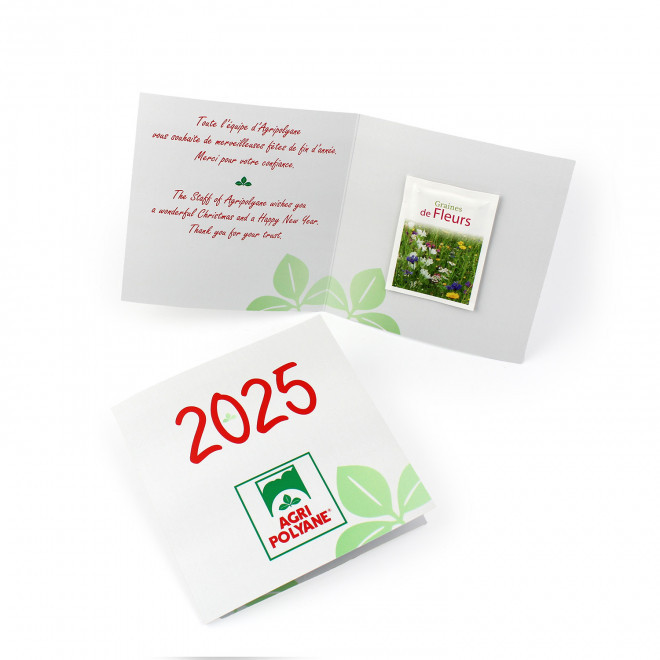 CARTE 2 VOLETS AVEC GRAINES PERSONNALISABLE 'POUVOI'